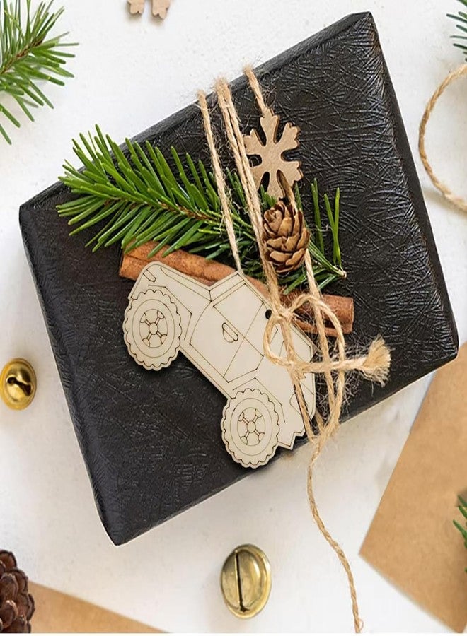 Cliths 15Pcs Monster Truck Wood Cutouts for DIY Crafts Unfinished Wooden Vehicle Ornaments with Hole to PaintKids Art Gift Tags Home Hanging Decoration - Image 4